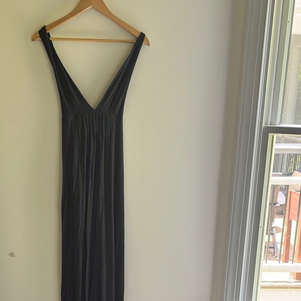 Gray Sleeveless Deep V-Neck Maxi Gown